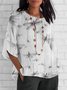 Blouses Décontracté Été Libellule Polyester Domestique Coupe Régulière Col Rond Droit Régulier pour Femmes