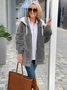 Col Châle Manches Longues Épaissi Plain Sweat à capuche zippé Caniche Blouson pour Femmes