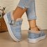 Chaussures à Tige Basse Femmes Décontracté Bloc de Couleur Toutes Les Saisons Polyester Quotidien à Talon Plat Bout Fermé Caoutchouc à Enfiler