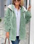 Col Châle Manches Longues Épaissi Plain Sweat à capuche zippé Caniche Blouson pour Femmes