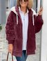 Col Châle Manches Longues Épaissi Plain Sweat à capuche zippé Caniche Blouson pour Femmes
