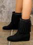 Bottes Femme Décontracté Plain Automne Quotidien Suède Talon Bas Bout Fermé PU Caoutchouc