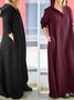 Femmes Plain Rouge Sweat-shirt à Capuche Confortable Robe Maxi Décontracté