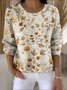Pulls Femmes Décontracté Floral Printemps / Automne Coton Coupe Régulière Manches Longues Régulier Régulier Élasticité moyenne