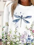 T-shirts Femmes Décontracté Plantes Printemps / Automne Polyester Quotidien Manches Longues Col Rond Régulier Régulier