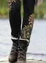 Pantalons De Yoga Femmes Décontracté Floral Toutes Les Saisons Imprimé Naturel à Haute Élasticité Serré Long Droit