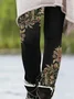 Pantalons De Yoga Femmes Décontracté Floral Toutes Les Saisons Imprimé Naturel à Haute Élasticité Serré Long Droit