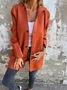 Micro-élasticité Col Montant Manches Longues Régulier Plain Sweat à capuche zippé Blouson Joint Fendu pour Femmes