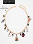 Collier Chat Rue Toutes Les Saisons Chaîne Fête Métal Toussaint Chaîne Colliers pour Femmes