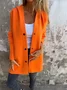 Micro-élasticité Col Montant Manches Longues Régulier Plain Sweat à capuche zippé Blouson Joint Fendu pour Femmes