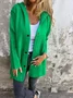 Micro-élasticité Col Montant Manches Longues Régulier Plain Sweat à capuche zippé Blouson Joint Fendu pour Femmes
