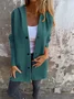Micro-élasticité Col Montant Manches Longues Régulier Plain Sweat à capuche zippé Blouson Joint Fendu pour Femmes
