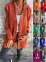 Micro-élasticité Col Montant Manches Longues Régulier Plain Sweat à capuche zippé Blouson Joint Fendu pour Femmes