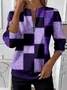 Sweat-shirts Femmes Décontracté Printemps / Automne Abstrait Plaid Imprimé Micro-élasticité Quotidien Manches Longues Régulier T.-N.-L.
