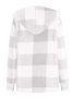 Micro-élasticité Encapuchonné Manches Longues Régulier Plaid Sweat à capuche zippé Blouson Joint Fendu pour Femmes