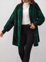Micro-élasticité Encapuchonné Manches Longues Régulier Plaid Sweat à capuche zippé Blouson Joint Fendu pour Femmes