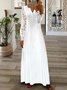 Femmes Floral Gris-rose Col V Confortable Imprimé Robe Maxi Rétro