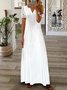 Femmes Floral Gris-rose Col V Confortable Imprimé Robe Maxi Rétro