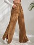 Pantalons Élégant Plain Printemps / Automne Velours Côtelé Joint Fendu Naturel Poids lourd Pantalons à Jambe Large Droit pour Femmes