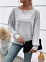 T-shirts Femmes Urbain Plain Printemps / Automne Joint Fendu Domestique Coupe Régulière Manches Longues Col Rond Droit