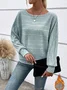 T-shirts Femmes Urbain Plain Printemps / Automne Joint Fendu Domestique Coupe Régulière Manches Longues Col Rond Droit