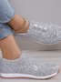 Chaussures à Tige Basse Décontracté Plain Toutes Les Saisons Brillant Respirable Domestique Tissu de Maille PU à Enfiler pour Femmes
