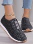 Chaussures à Tige Basse Décontracté Plain Toutes Les Saisons Brillant Respirable Domestique Tissu de Maille PU à Enfiler pour Femmes