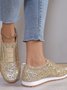 Chaussures à Tige Basse Décontracté Plain Toutes Les Saisons Brillant Respirable Domestique Tissu de Maille PU à Enfiler pour Femmes
