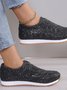 Chaussures à Tige Basse Décontracté Plain Toutes Les Saisons Brillant Respirable Domestique Tissu de Maille PU à Enfiler pour Femmes