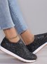 Chaussures à Tige Basse Décontracté Plain Toutes Les Saisons Brillant Respirable Domestique Tissu de Maille PU à Enfiler pour Femmes