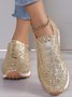 Chaussures à Tige Basse Décontracté Plain Toutes Les Saisons Brillant Respirable Domestique Tissu de Maille PU à Enfiler pour Femmes