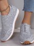 Chaussures à Tige Basse Décontracté Plain Toutes Les Saisons Brillant Respirable Domestique Tissu de Maille PU à Enfiler pour Femmes