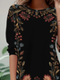T-shirts Décontracté Floral Printemps / Automne Aucune élasticité Ample Jersey Manches Longues Col Rond Régulier pour Femmes