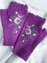 Gants Femmes Élégant Floral Hiver Tricoté Joint Fendu Faire la navette chaleur Régulier