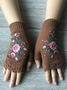 Gants Femmes Élégant Floral Hiver Tricoté Joint Fendu Faire la navette chaleur Régulier