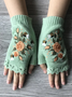 Gants Femmes Élégant Floral Hiver Tricoté Joint Fendu Faire la navette chaleur Régulier
