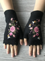 Gants Femmes Élégant Floral Hiver Tricoté Joint Fendu Faire la navette chaleur Régulier