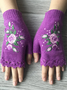 Gants Femmes Élégant Floral Hiver Tricoté Joint Fendu Faire la navette chaleur Régulier