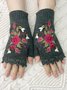 Gants Femmes Élégant Floral Hiver Tricoté Joint Fendu Faire la navette chaleur Régulier