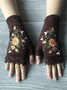 Gants Femmes Élégant Floral Hiver Tricoté Joint Fendu Faire la navette chaleur Régulier