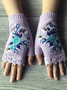 Gants Femmes Élégant Floral Hiver Tricoté Joint Fendu Faire la navette chaleur Régulier