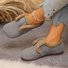 Chaussures à Tige Basse Décontracté Plain Toutes Les Saisons Crochet et boucle Cuir Verni à Talon Plat Bout Rond flocage Caoutchouc pour Femmes