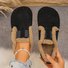 Chaussures à Tige Basse Décontracté Plain Toutes Les Saisons Crochet et boucle Cuir Verni à Talon Plat Bout Rond flocage Caoutchouc pour Femmes