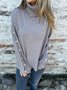Pulls Décontracté Plain Printemps / Automne Polyester Coupe Régulière Col Roulé Régulier Trapèze Élasticité moyenne pour Femmes
