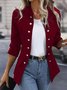 Manches Longues Régulier Plain Blouson pour Femmes