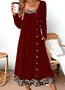Femmes Bloc de Couleur Noir Col Rond Confortable Robe Maxi Décontracté