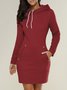 Femmes Plain Vert Sweat-shirt à Capuche Confortable Joint Fendu Mini Robe Rétro
