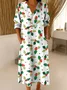 Femmes Noël Couleur 1 Col V Confortable Robe Maxi Rétro
