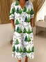 Femmes Noël Couleur 1 Col V Confortable Robe Maxi Rétro