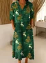 Femmes Noël Couleur 1 Col V Confortable Robe Maxi Rétro